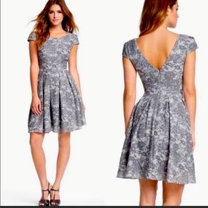 Betsey Johnson Grey Floral Lace Fit & Flare Dress